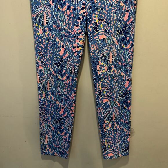 🍁 Lilly Pulitzer Kelly Skinny Ankle Pull On Skinny Pants Sz 8 Blue Pink - Picture 4 of 12
